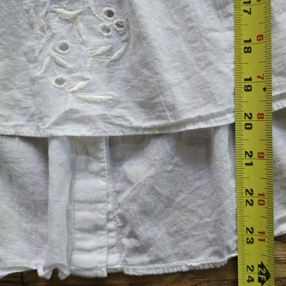 FREE PEOPLE White Cream Cotton Blouse Lace Eyelet Reversible XS